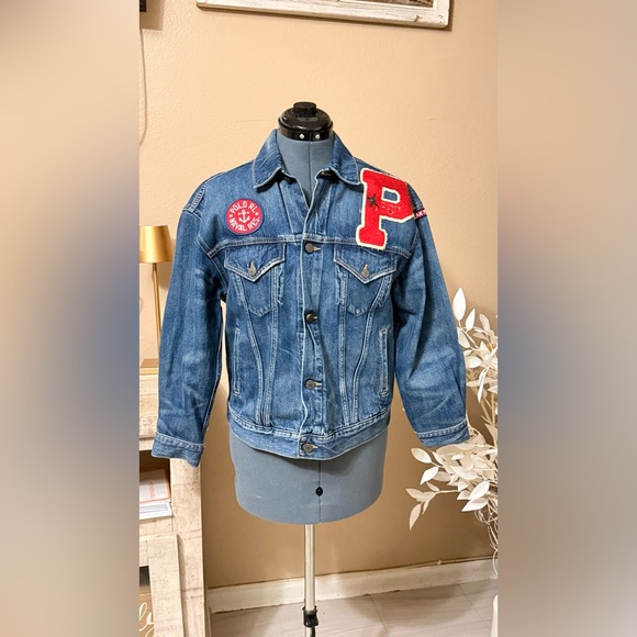 Polo by Ralph Lauren Blue Jean Jacket with Colorful Patches - Picture 3 of 15